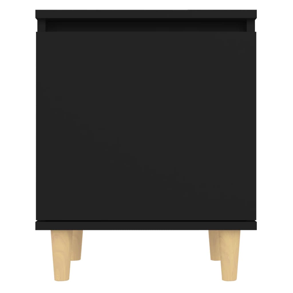 vidaXL Nočna omarica s trdnimi lesenimi nogami črna 40x30x50 cm
