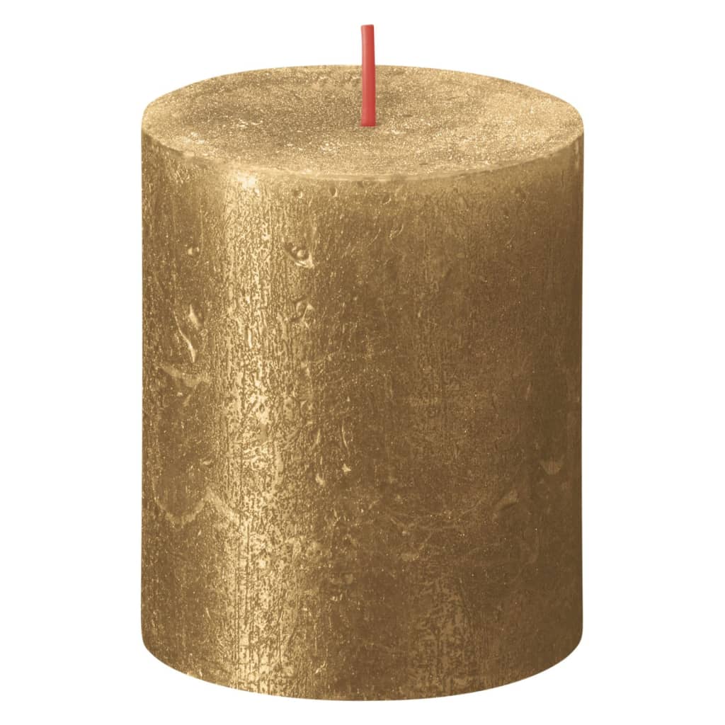 Bolsius Rustikalne stebričaste sveče Shimmer 4 kosov 80x68 mm zlate