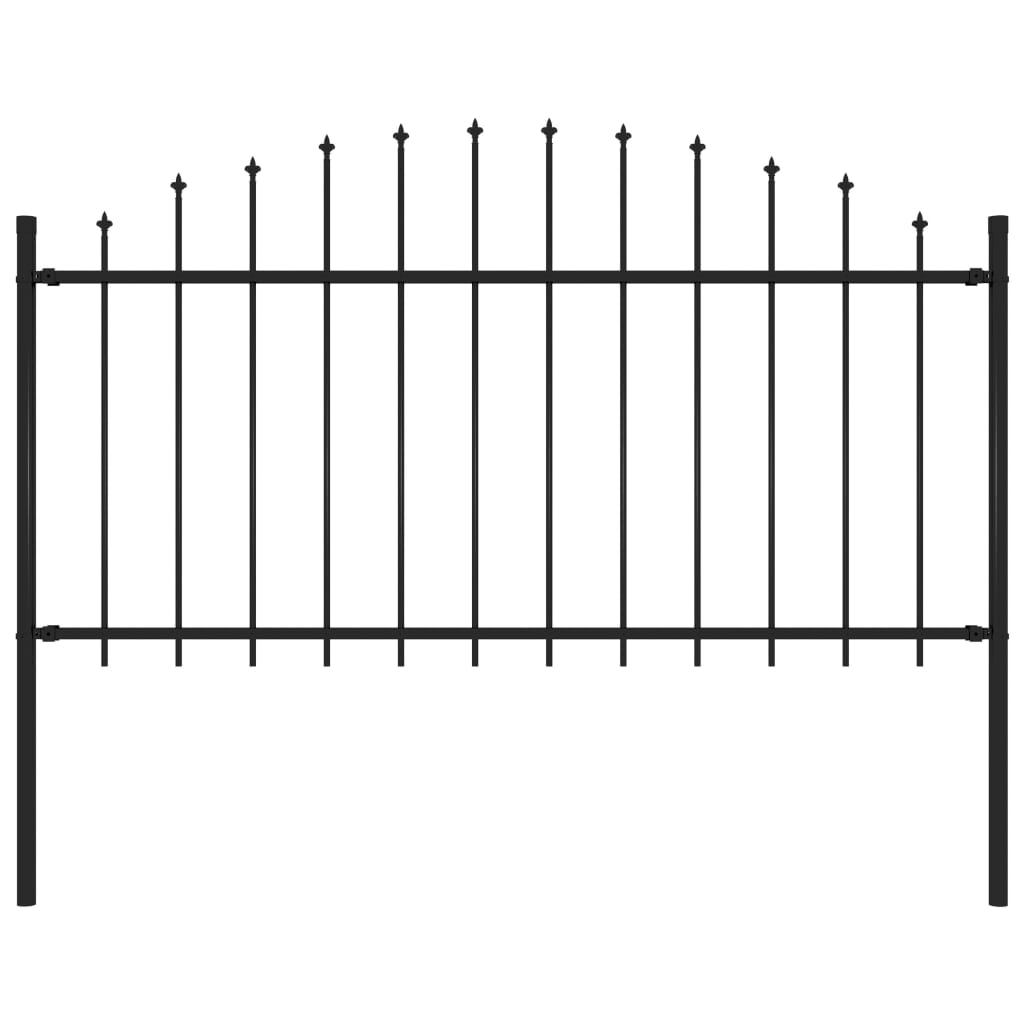 vidaXL Vrtna ograja s koničastimi vrhovi jeklo (1,25-1,5)x1,7 m črna