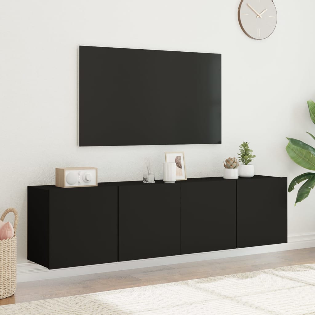 vidaXL Stenske TV omarice 2 kosa črna 80x30x41 cm