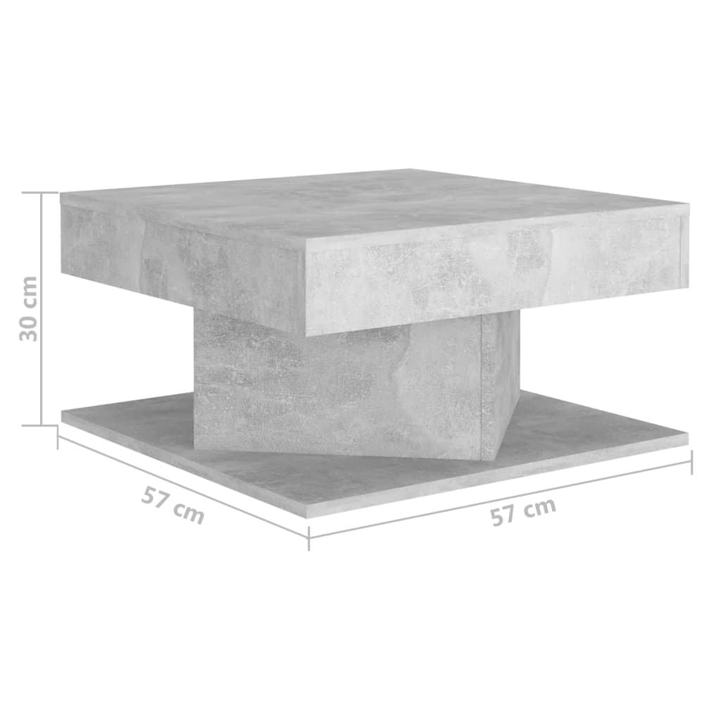 vidaXL Klubska mizica betonsko siva 57x57x30 cm iverna plošča