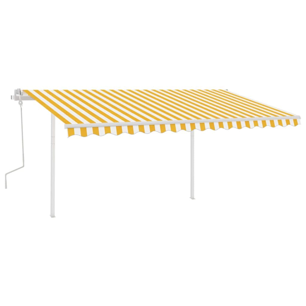 vidaXL Ročno zložljiva tenda z LED lučkami 4x3,5 m rumena in bela