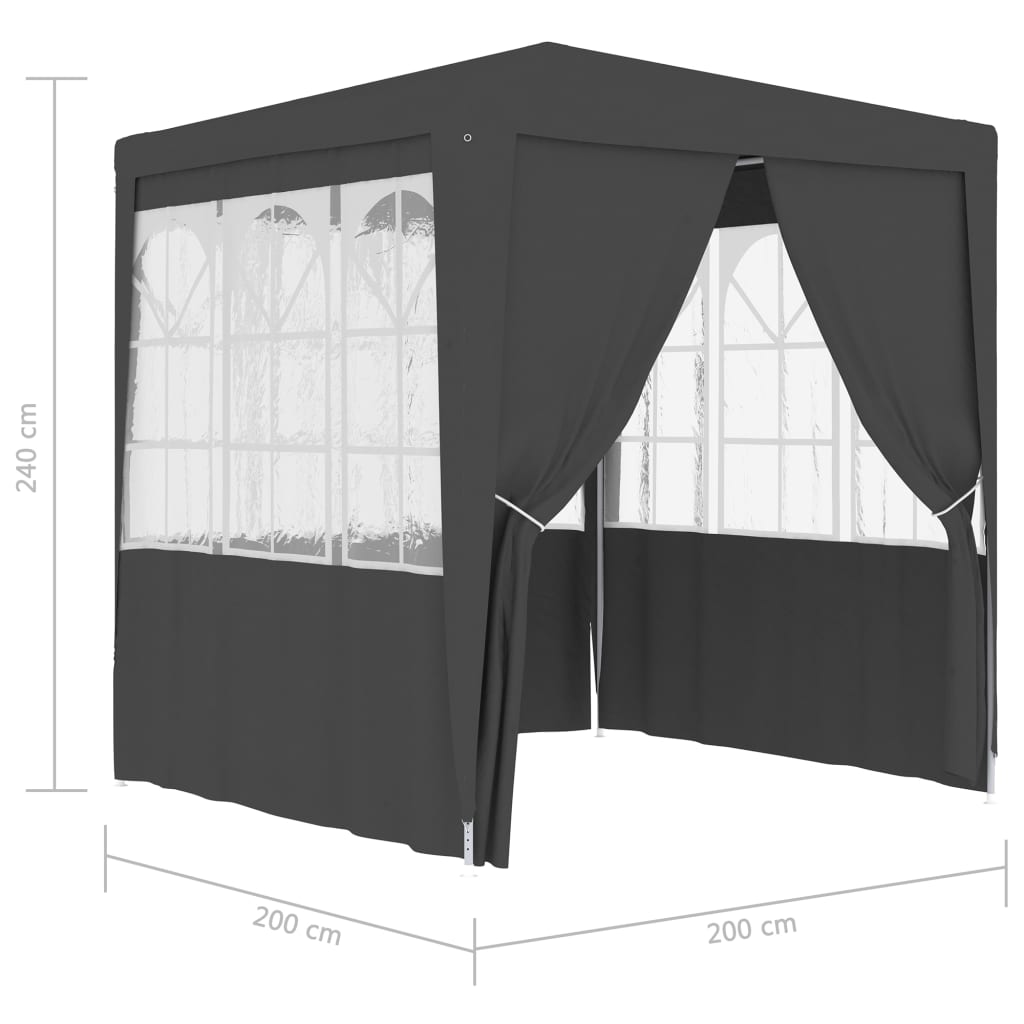 vidaXL Profesionalen vrtni šotor s stranicami 2x2 m antraciten 90 g/m²