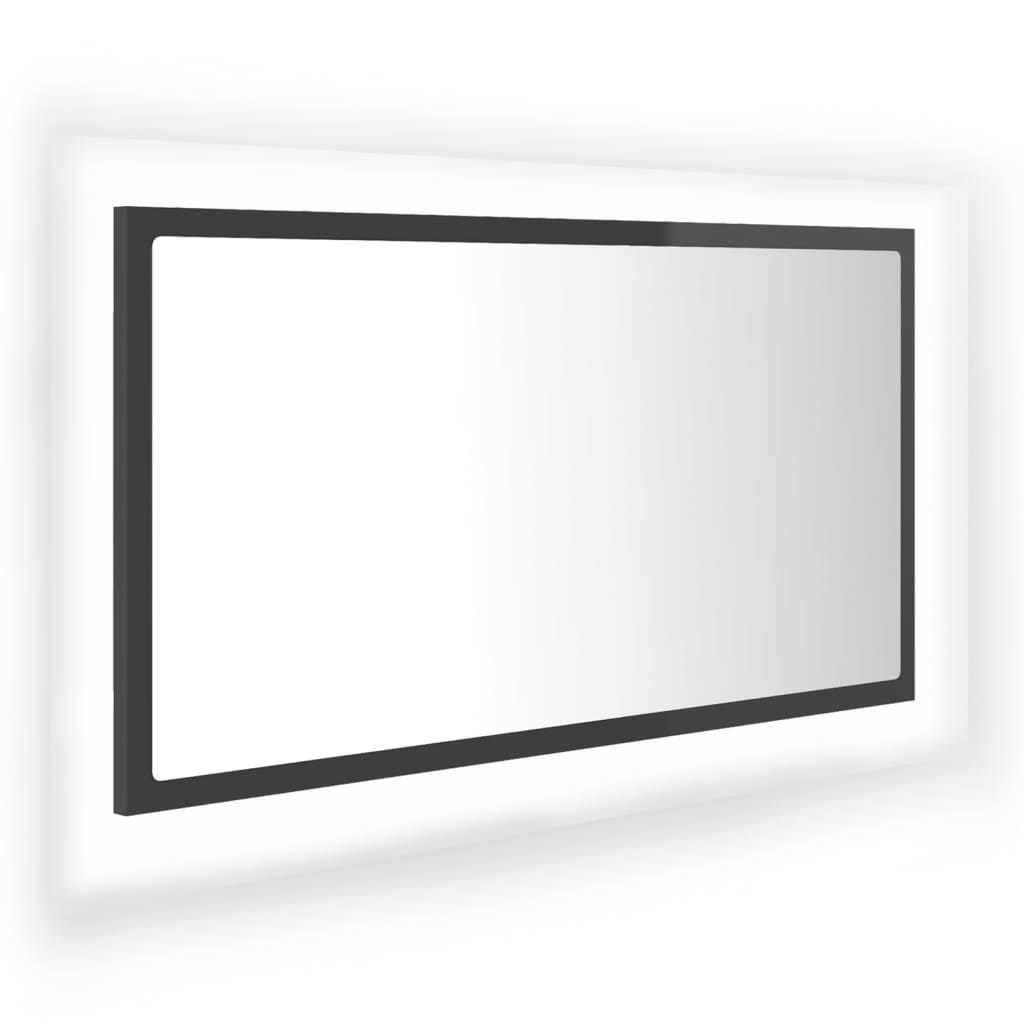 vidaXL LED kopalniško ogledalo visok sijaj sivo 80x8,5x37 cm