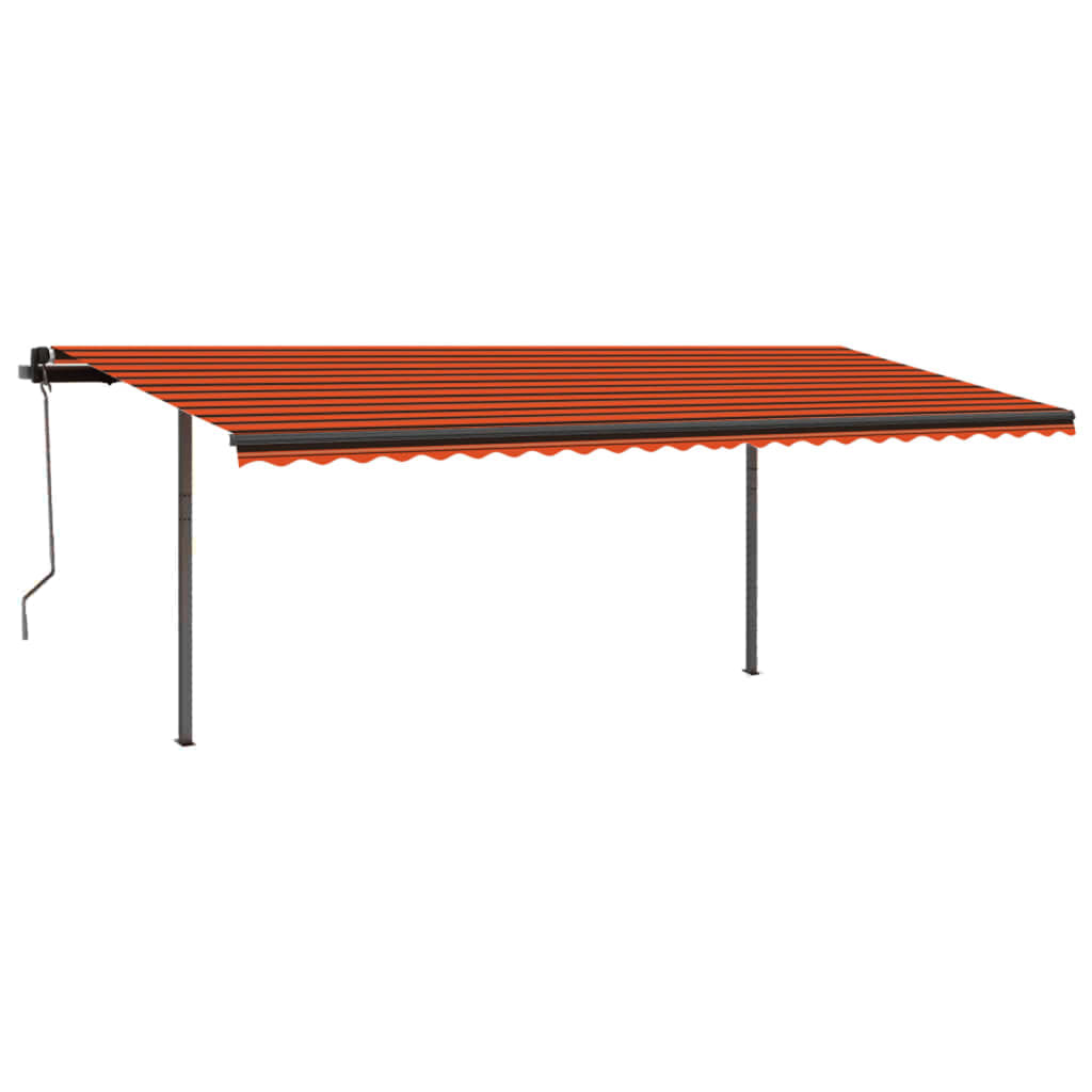 vidaXL Ročno zložljiva tenda z LED lučkami 3,5x2,5 m oranžna in rjava