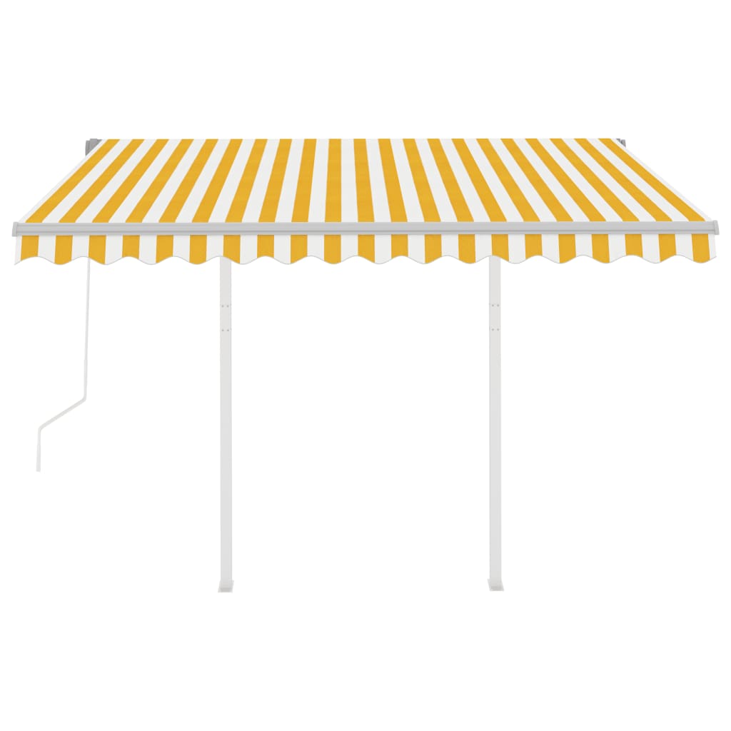 vidaXL Avtomatsko zložljiva tenda s stebrički 3,5x2,5 m rumena in bela