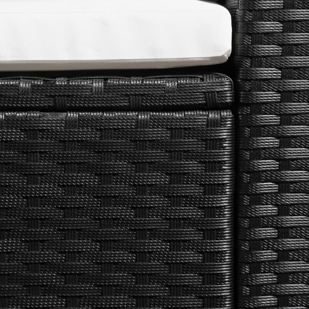 vidaXL Vrtna sedežna garnitura 3-delna poli ratan črna in bela