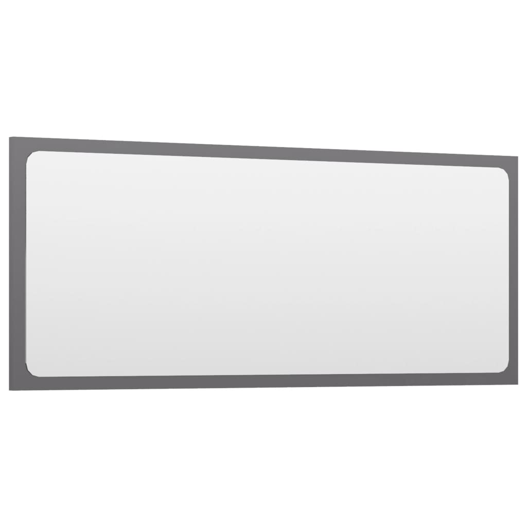 vidaXL Kopalniško ogledalo visok sijaj sivo 90x1,5x37 cm iverna pl.