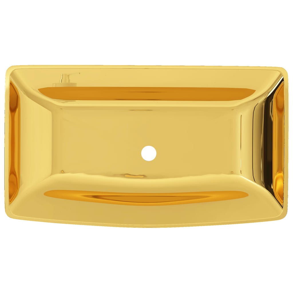 vidaXL Umivalnik 71x38x13,5 cm keramičen zlat