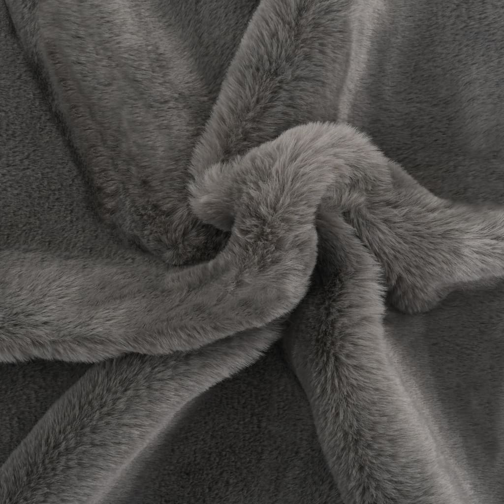 vidaXL Odeja 100x150 cm umetno zajčje krzno temno siva