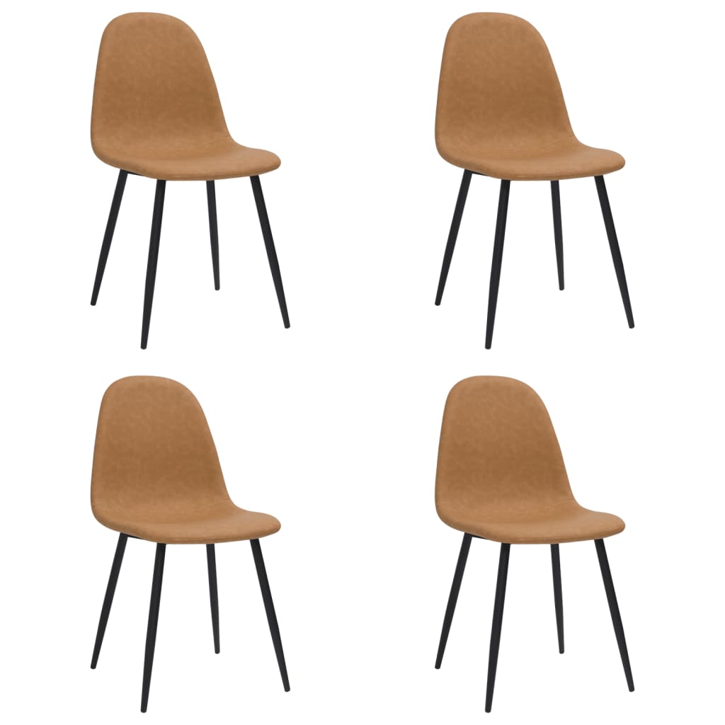 vidaXL Jedilni stoli 4 kosi 45x53,5x83 cm svetlo rjavo umetno usnje
