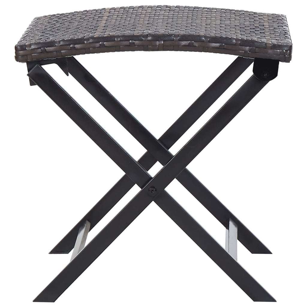 vidaXL Zložljiv stolček iz poli ratana rjav
