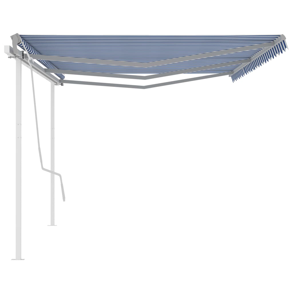 vidaXL Ročno zložljiva tenda s stebrički 6x3 m modra in bela