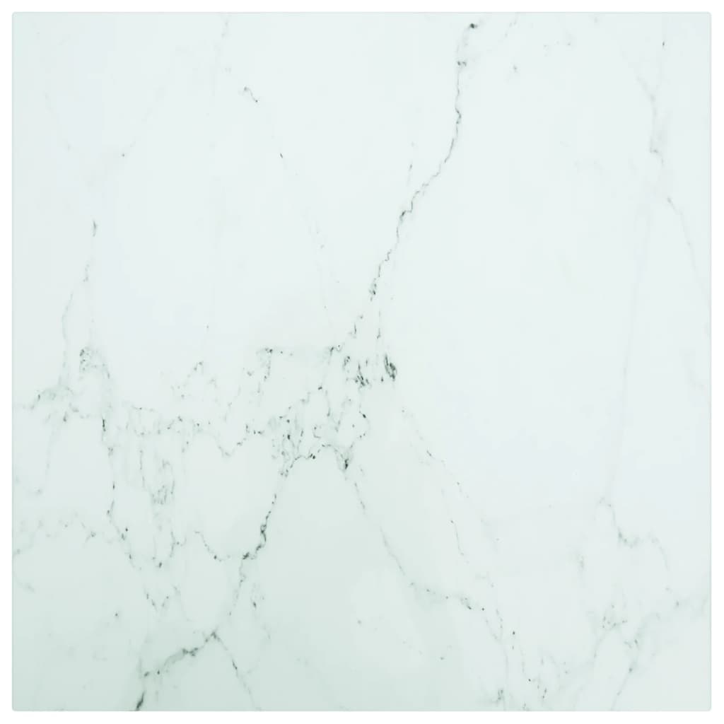 vidaXL Mizna plošča bela 50x50 cm 6 mm kaljeno steklo z marmorjem