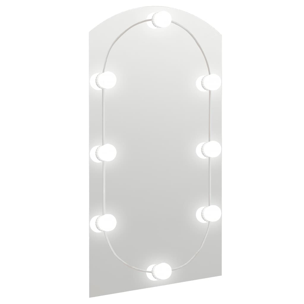 vidaXL Ogledalo z LED lučkami 90x45 cm stekleno z lokom