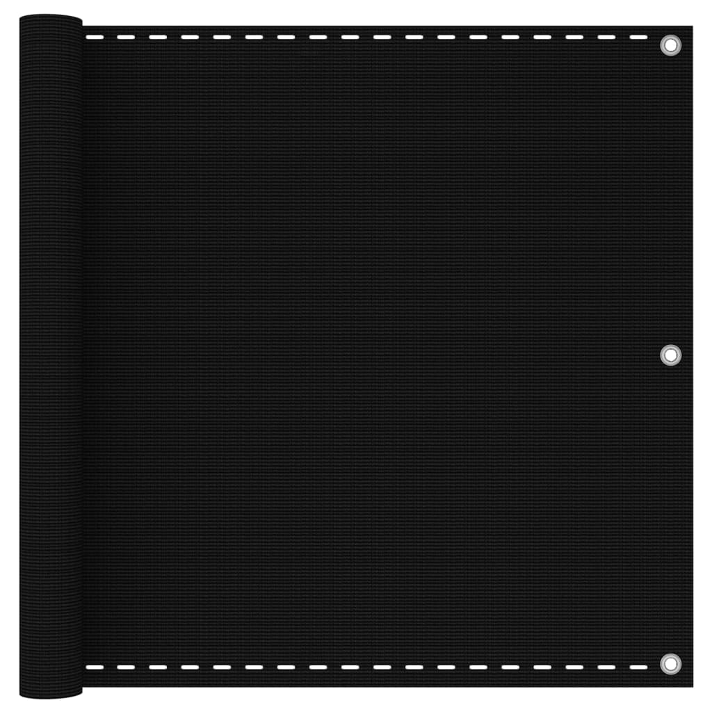 vidaXL Balkonsko platno črno 90x300 cm HDPE