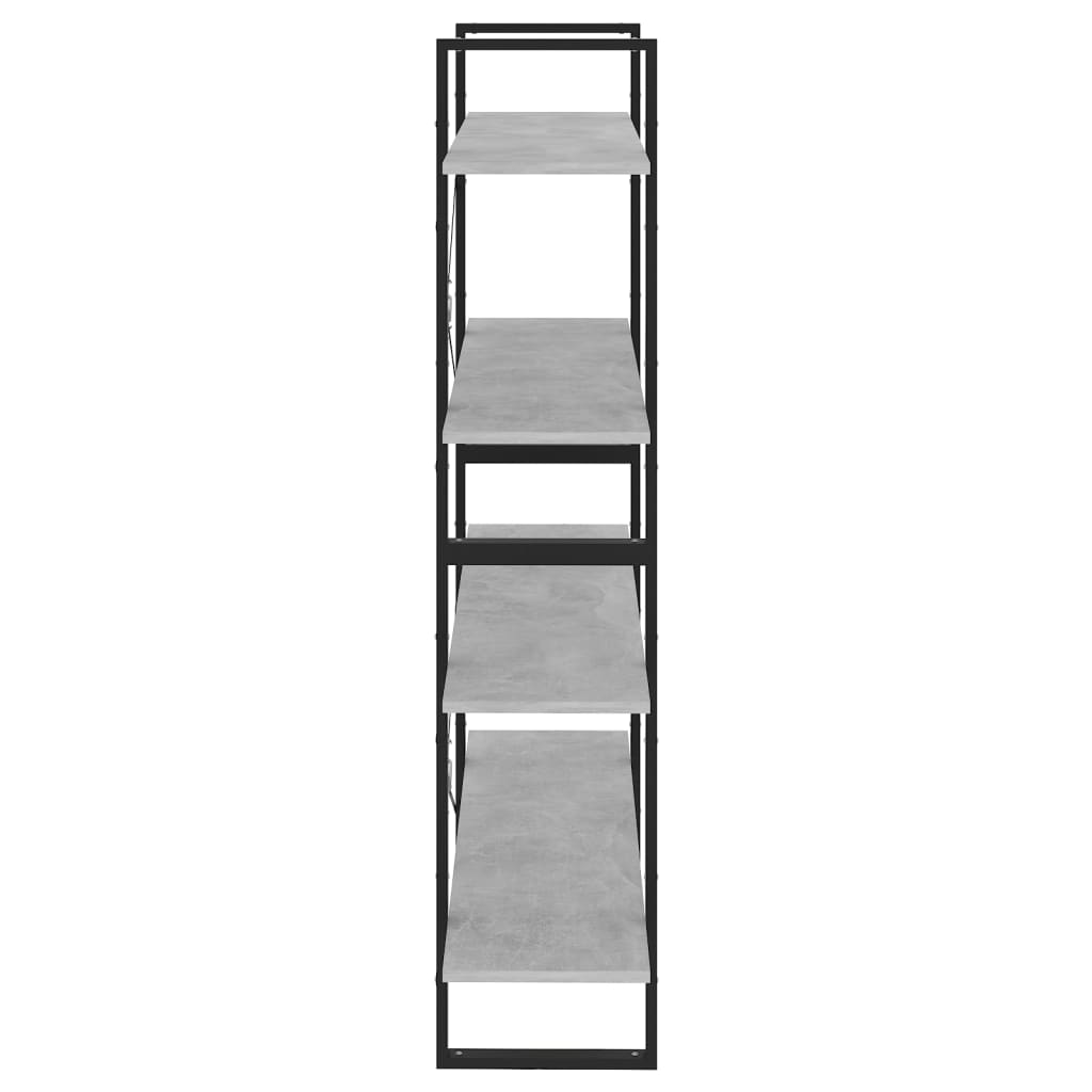 vidaXL Knjižna omara 4-nadstropna betonsko siva 100x30x140 cm