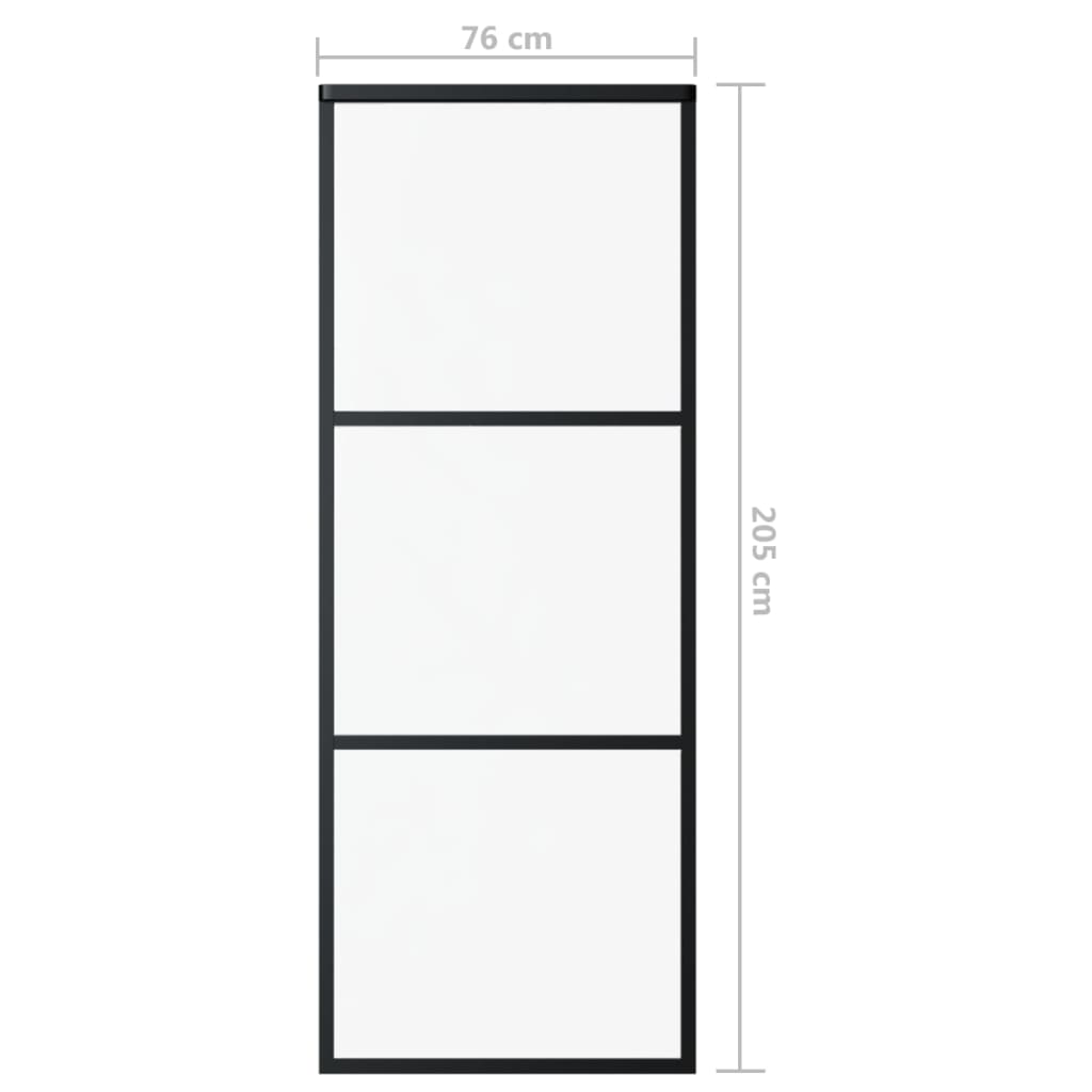 vidaXL Drsna vrata ESG steklo in aluminij 76x205 cm črna