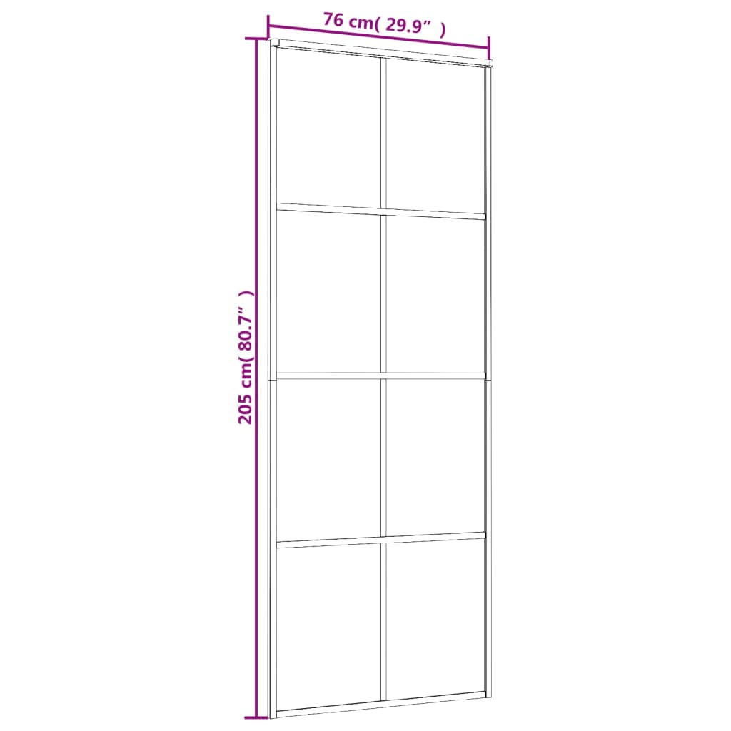 vidaXL Drsna vrata črna 76x205 cm ESG steklo in aluminij