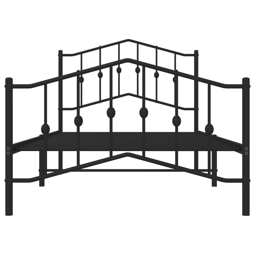 vidaXL Kovinski posteljni okvir z vzglavjem in vznožjem črn 100x190 cm