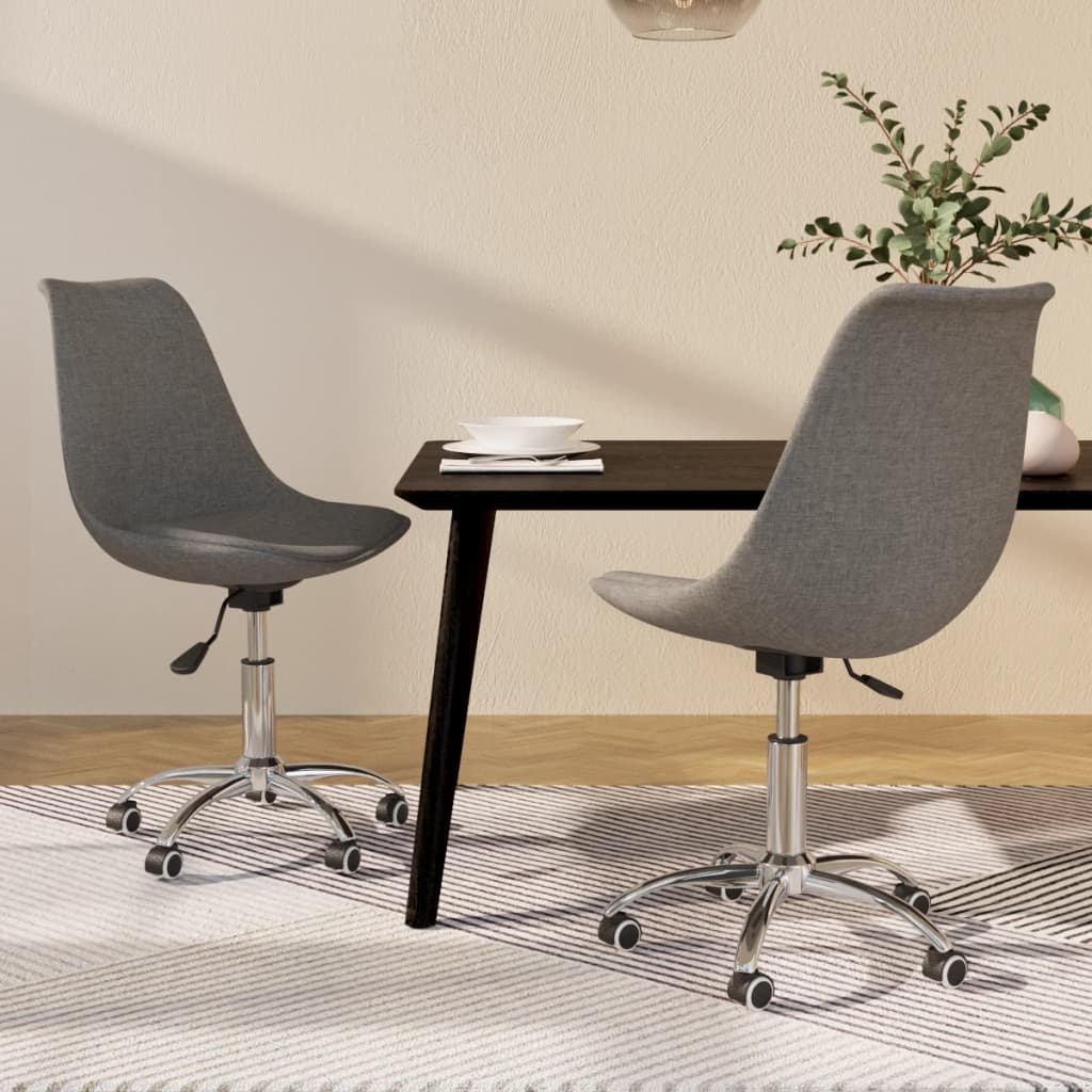 vidaXL Vrtljivi jedilni stoli 2 kosa svetlo sivo blago