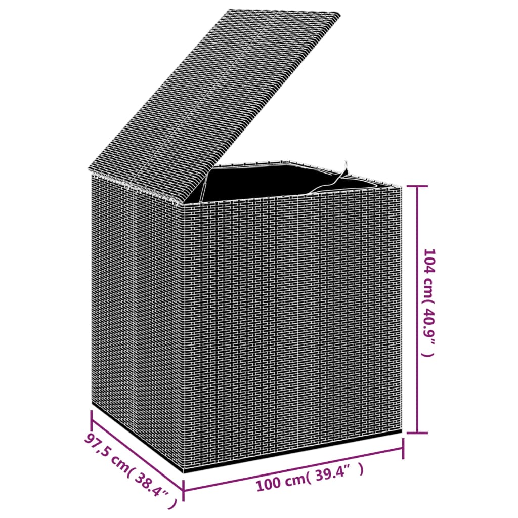 vidaXL Vrtna škatla za blazine PE ratan 100x97,5x104 cm rjava