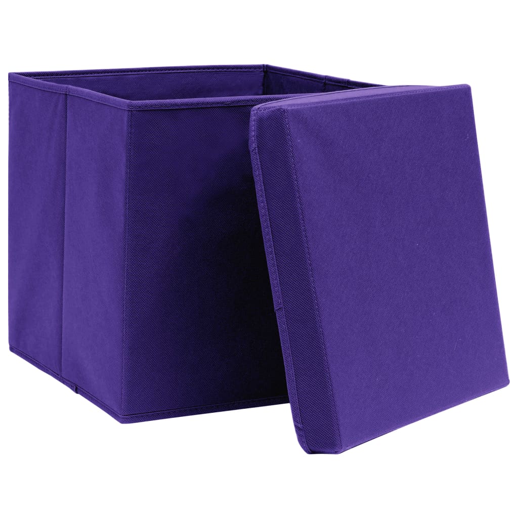 vidaXL Škatle za shranjevanje s pokrovi 10 kosov vijolične 32x32x32 cm