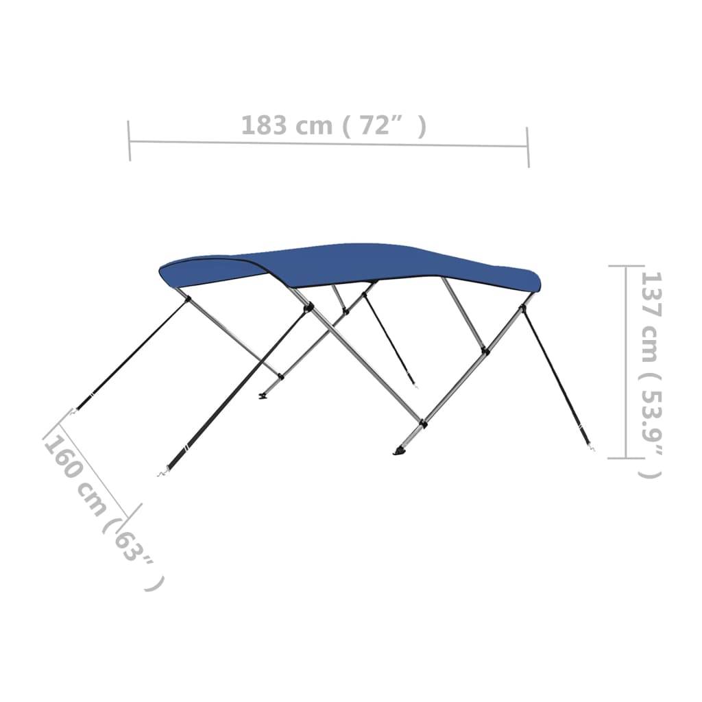 vidaXL Bimini tenda s 3 loki modra 183x160x137 cm