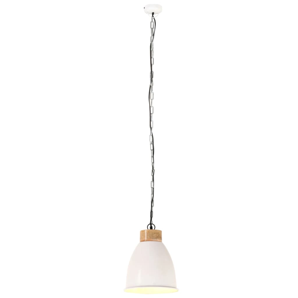 vidaXL Industrijska viseča svetilka bela železo in trden les 23 cm E27
