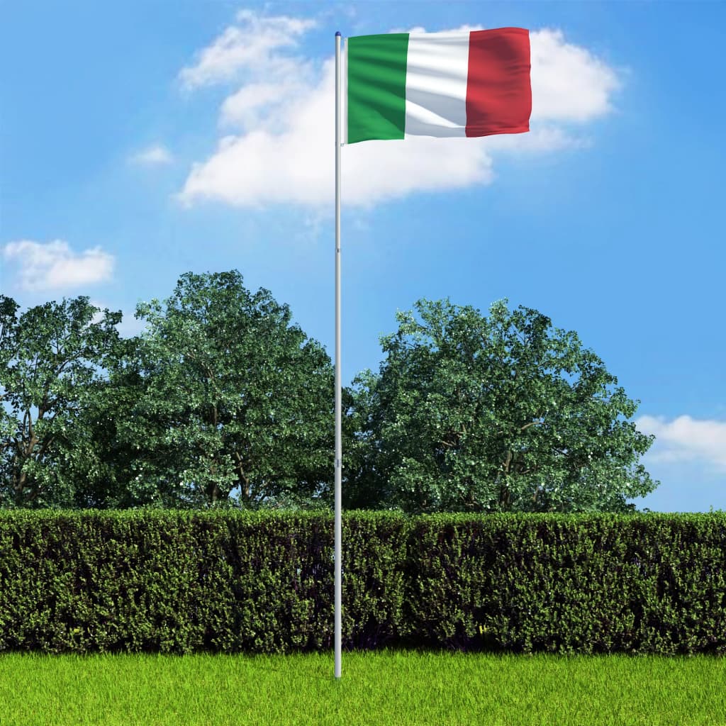 vidaXL Zastava Italije in aluminijast zastavni drog 6 m