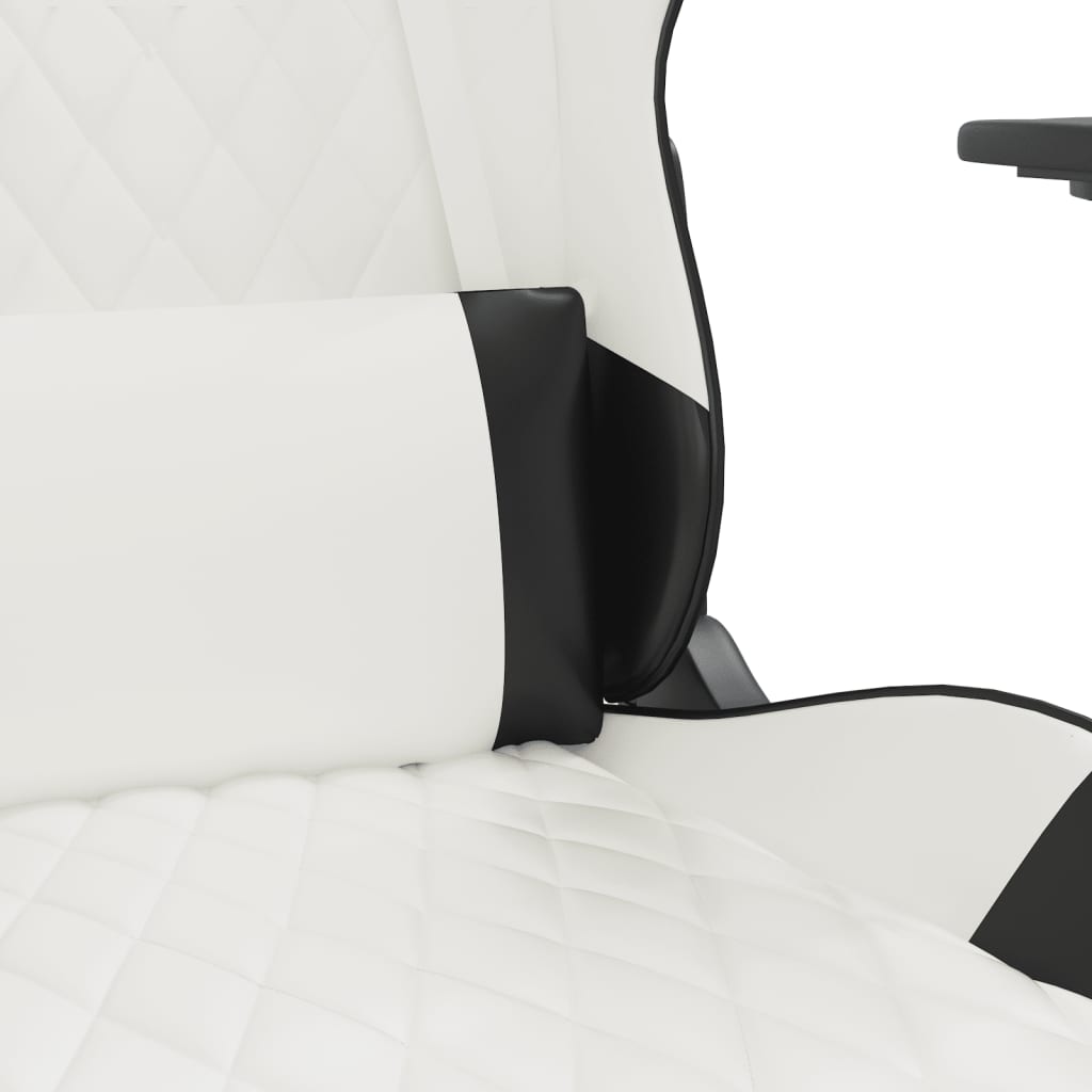 vidaXL Igralni stol z oporo za noge belo in črno umetno usnje