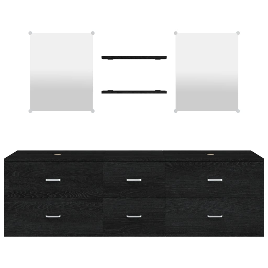 vidaXL Kopalniško pohištvo 5 kosov črne barve inženirski les