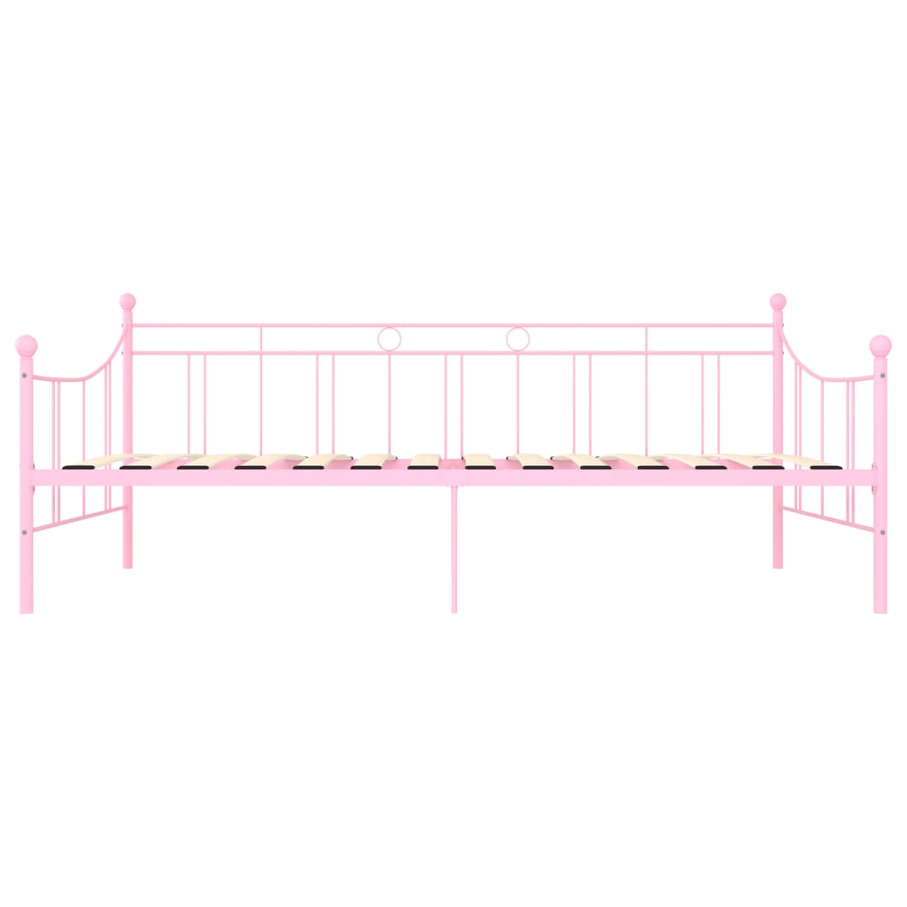 vidaXL Posteljni okvir za dnevno posteljo roza kovinski 90x200 cm