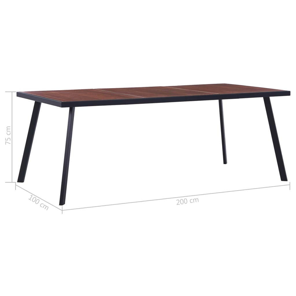 vidaXL Jedilna miza naravna in črna 200x100x75 cm MDF