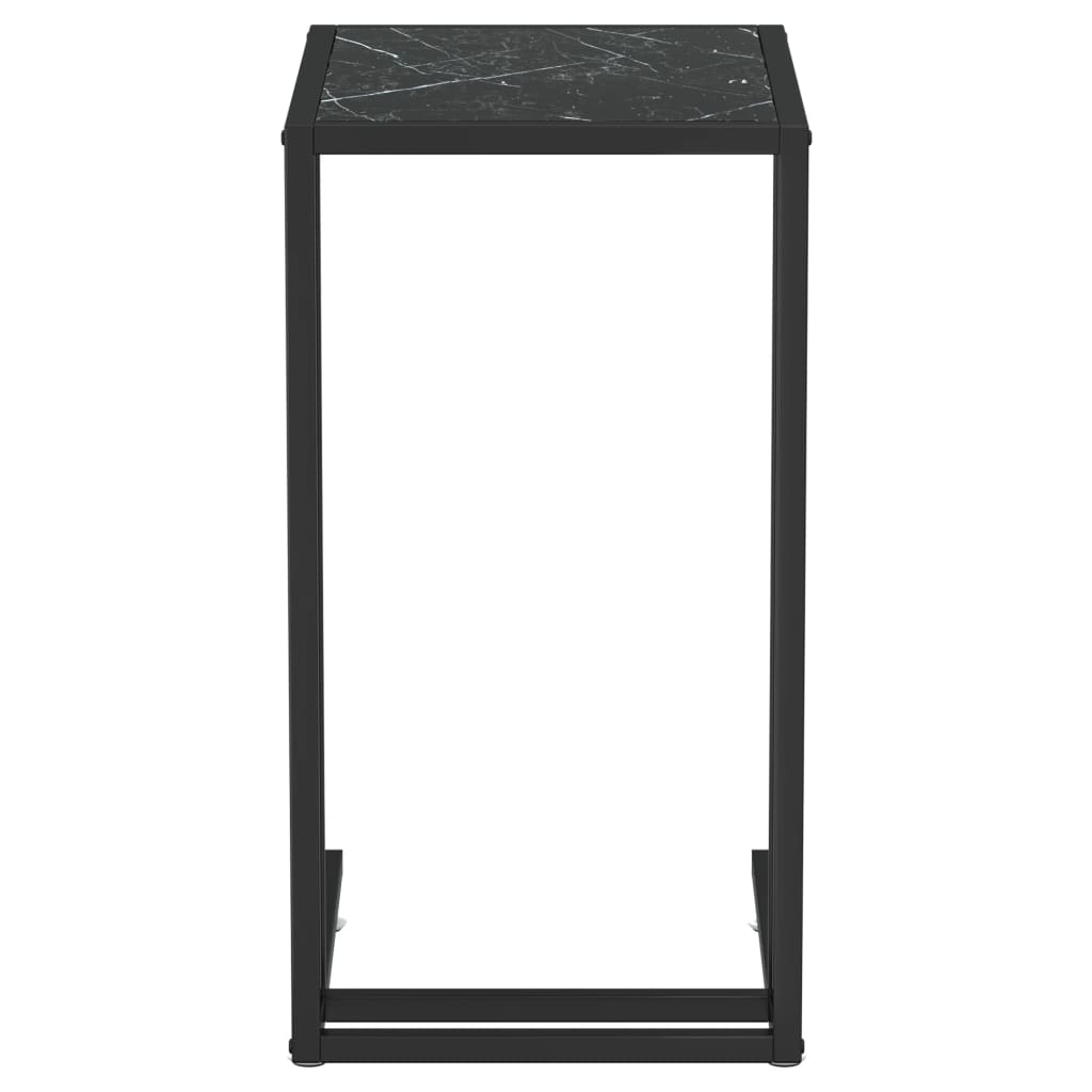vidaXL Računalniška stranska mizica črn marmor 50x35x65 cm steklo