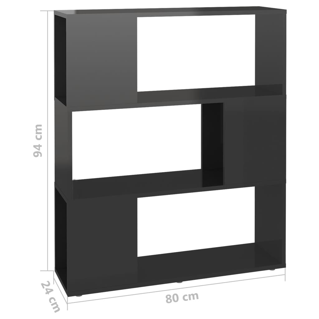 vidaXL Knjižna omara za razdelitev prostora sijaj siva 80x24x94 cm