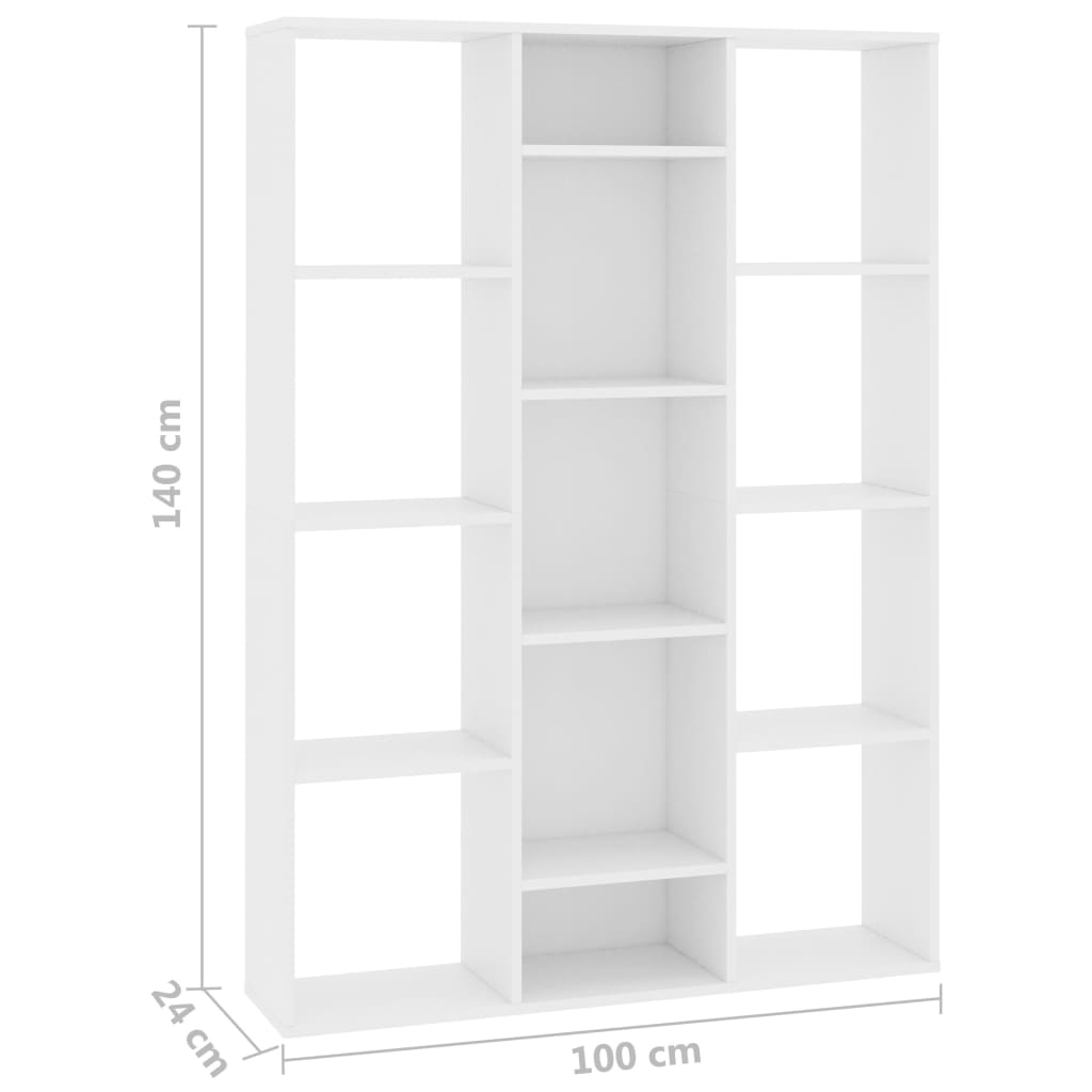 vidaXL Paravan/knjižna omara bela 100x24x140 cm iverna plošča