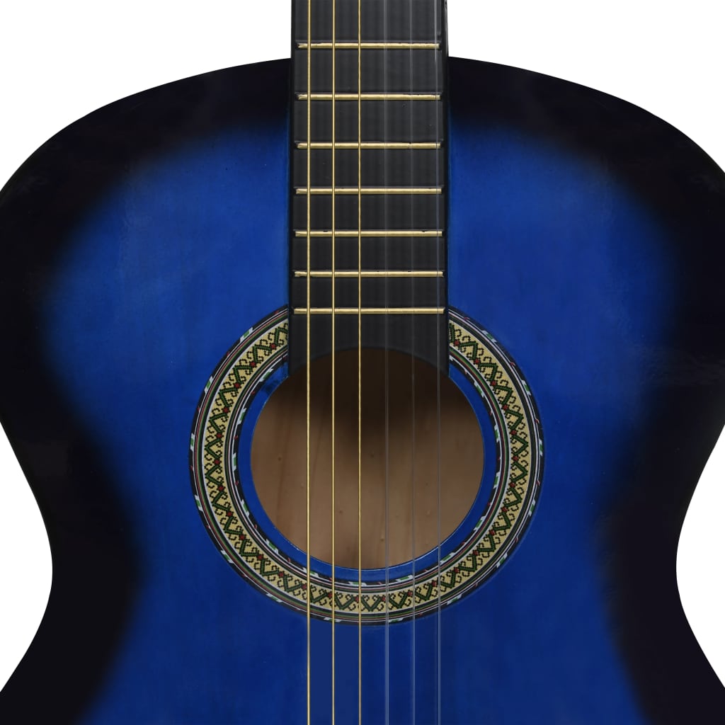 vidaXL Klasična kitara za začetnike s torbo modra 4/4 39"
