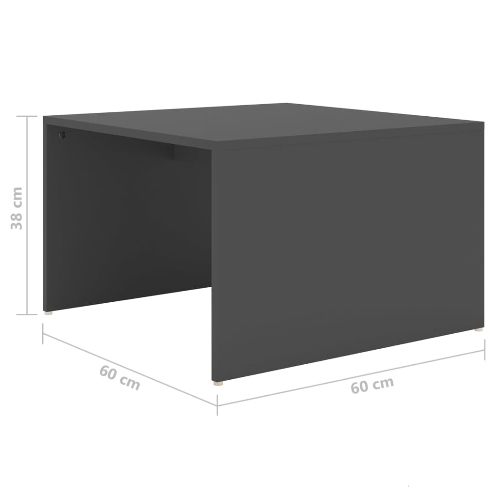 vidaXL Komplet 3 klubskih mizic siv 60x60x38 cm iverna plošča