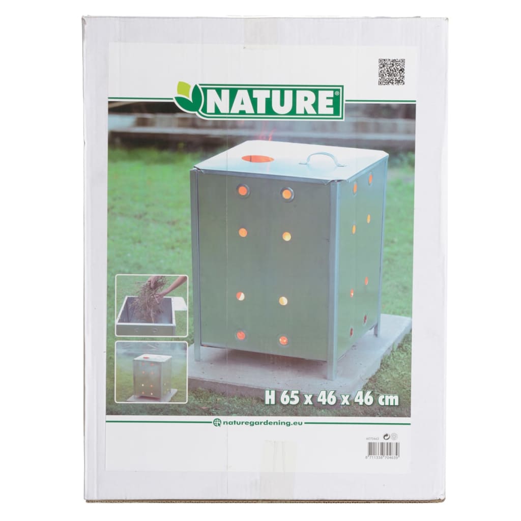 Nature Vrtna sežigalnica iz pocinkanega jekla 46x46x65 cm kvadratna