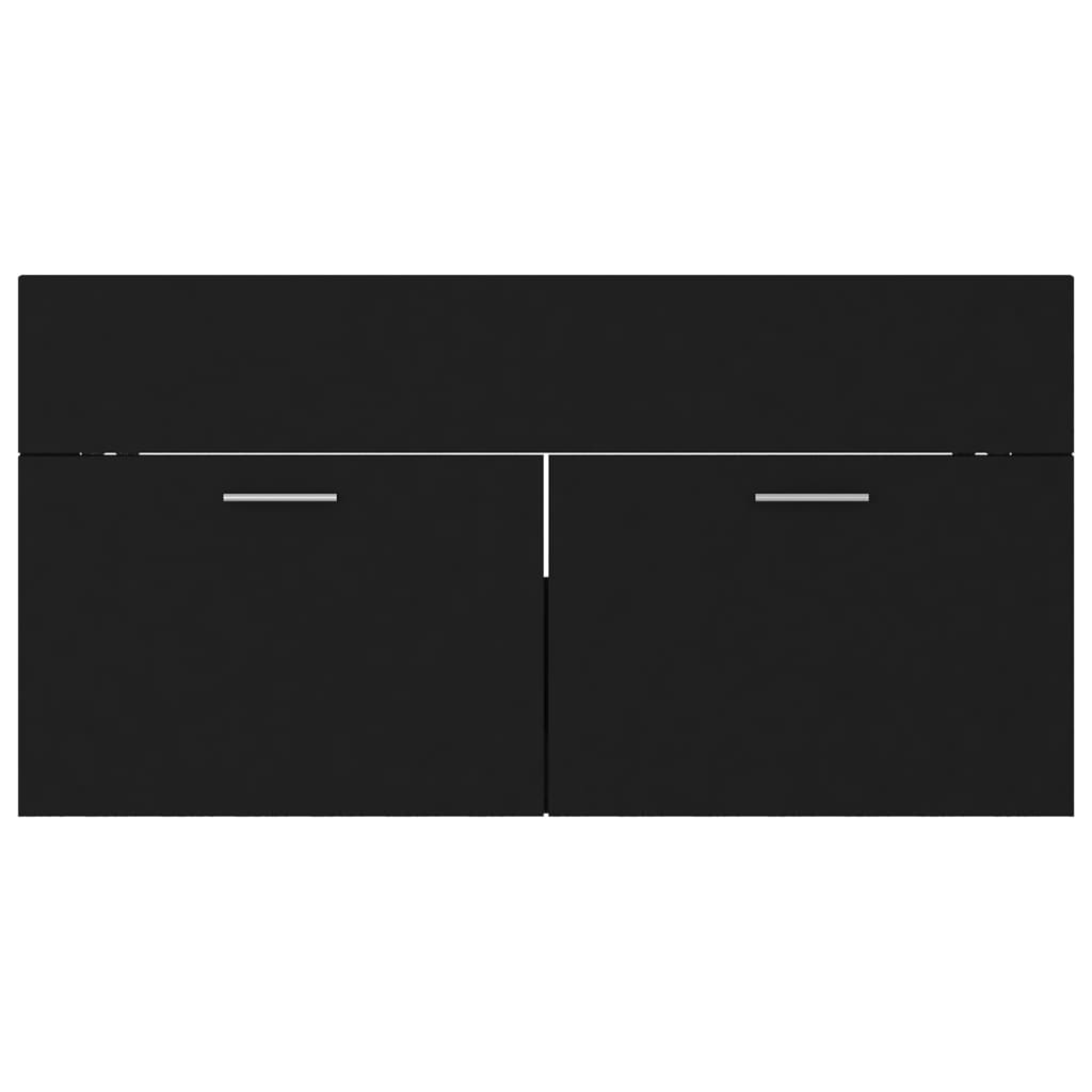 vidaXL Komplet kopalniškega pohištva črna iverna plošča