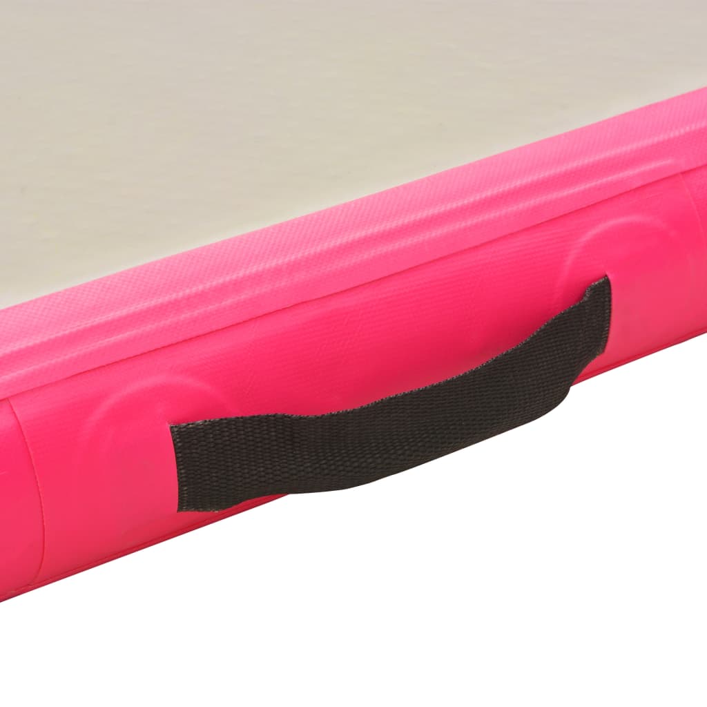 vidaXL Napihljiva gimnastična podloga s tlačilko 400x100x10 cm roza