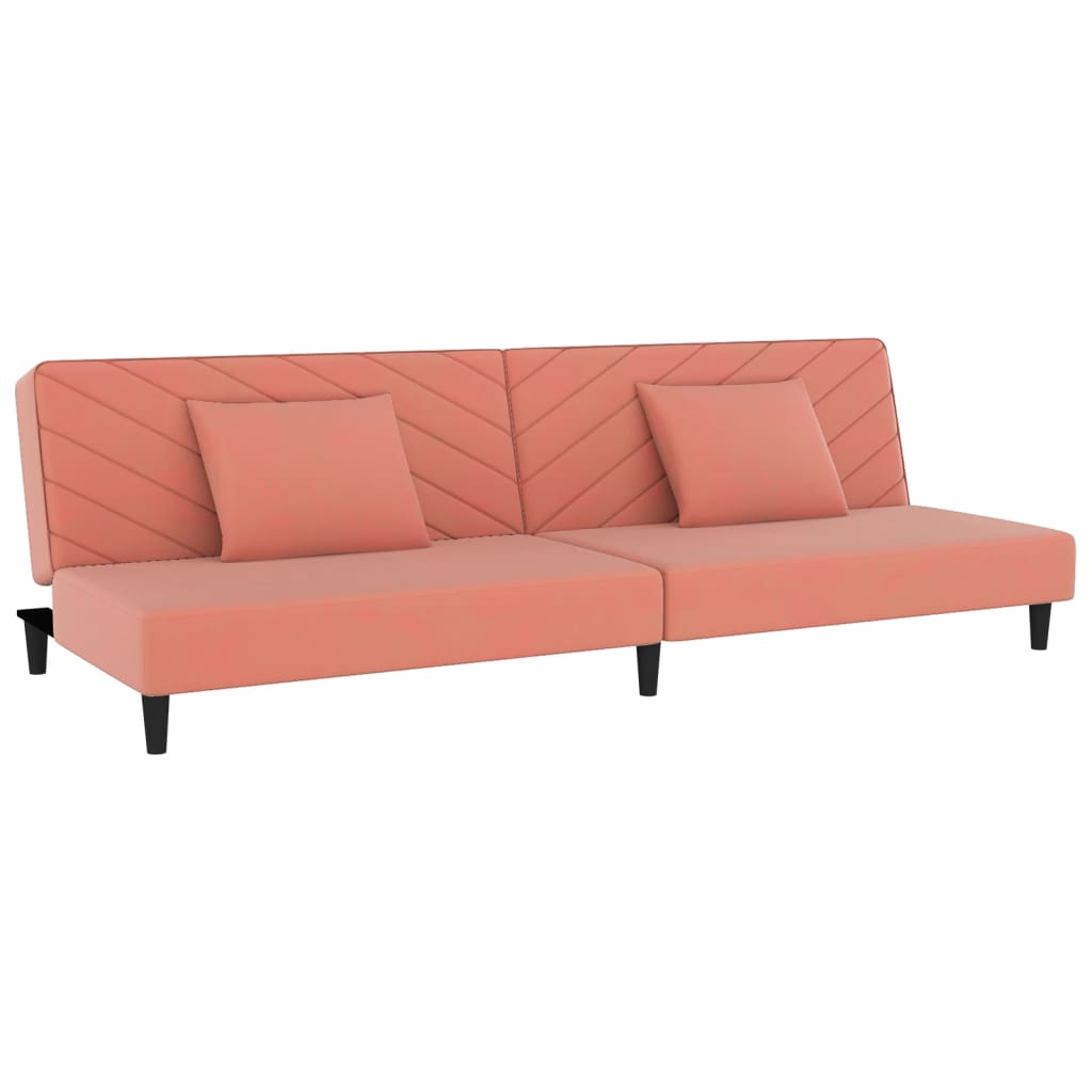 vidaXL Kavč dvosed z ležiščem, blazinama in stolčkom roza žamet
