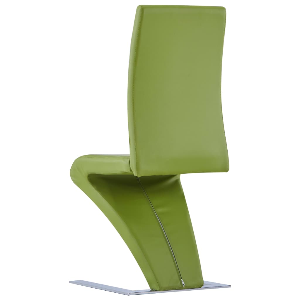 vidaXL Jedilni stoli cikcak oblike 2 kosa zeleno umetno usnje