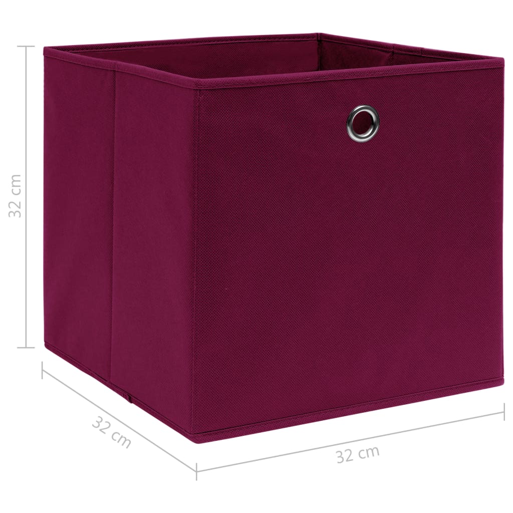 vidaXL Škatle za shranjevanje 4 kosi temno rdeče 32x32x32 cm blago