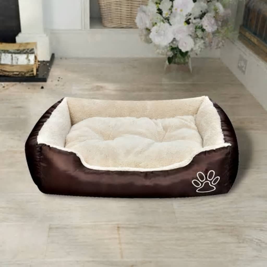 vidaXL Topla pasja postelja s podloženo blazino S