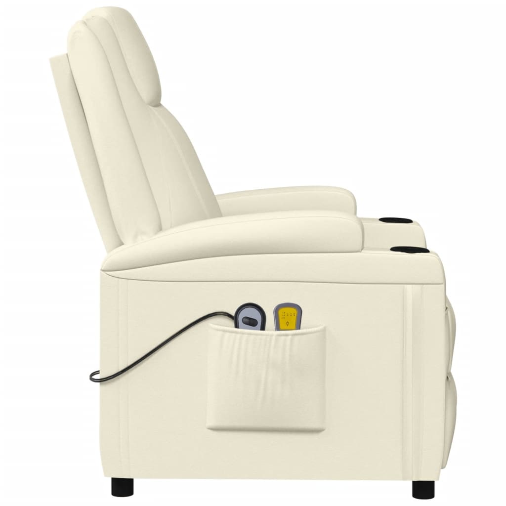 vidaXL Električni masažni stol kremno belo umetno usnje