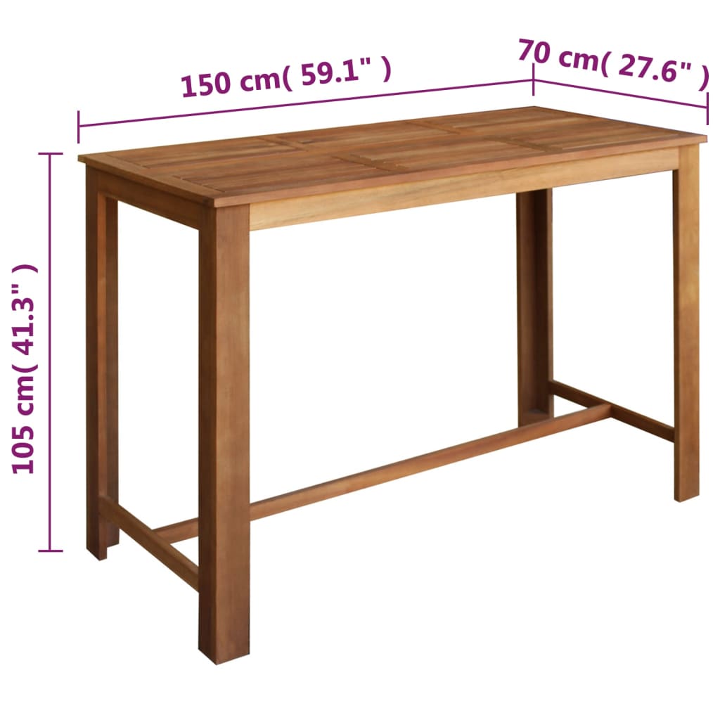 vidaXL Barska miza in stolčki 7 kosov trden akacijev les