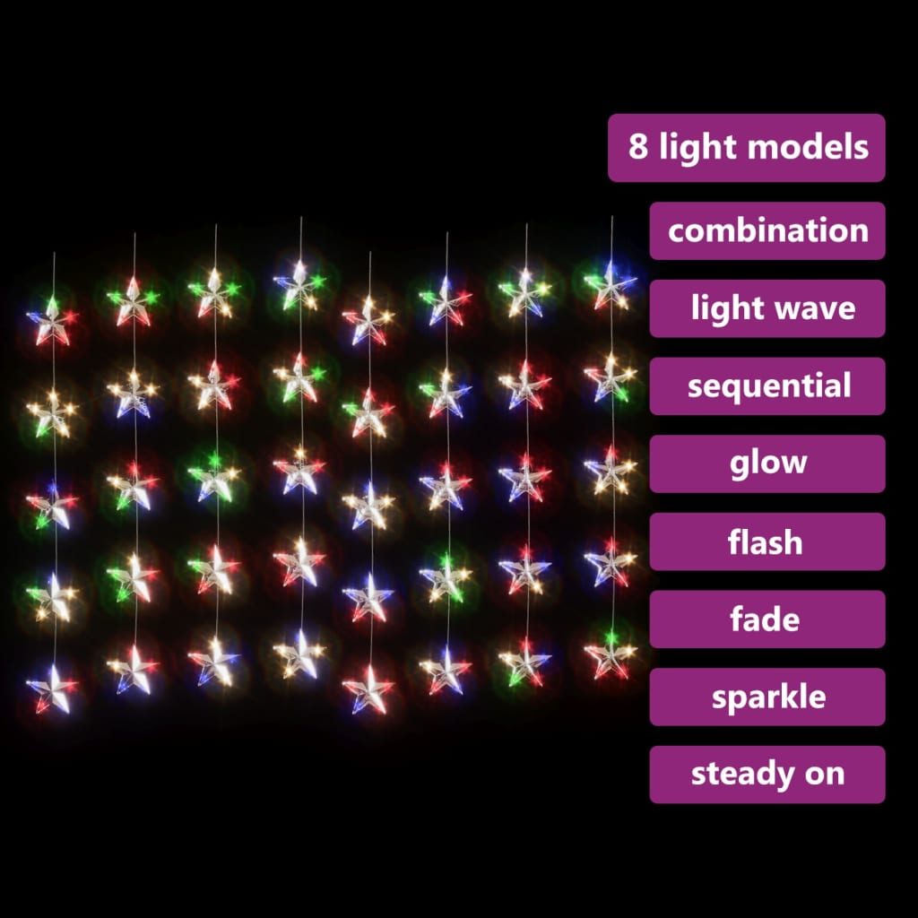 vidaXL LED zavesa z zvezdicami 200 LED lučk barvna 8 funkcij