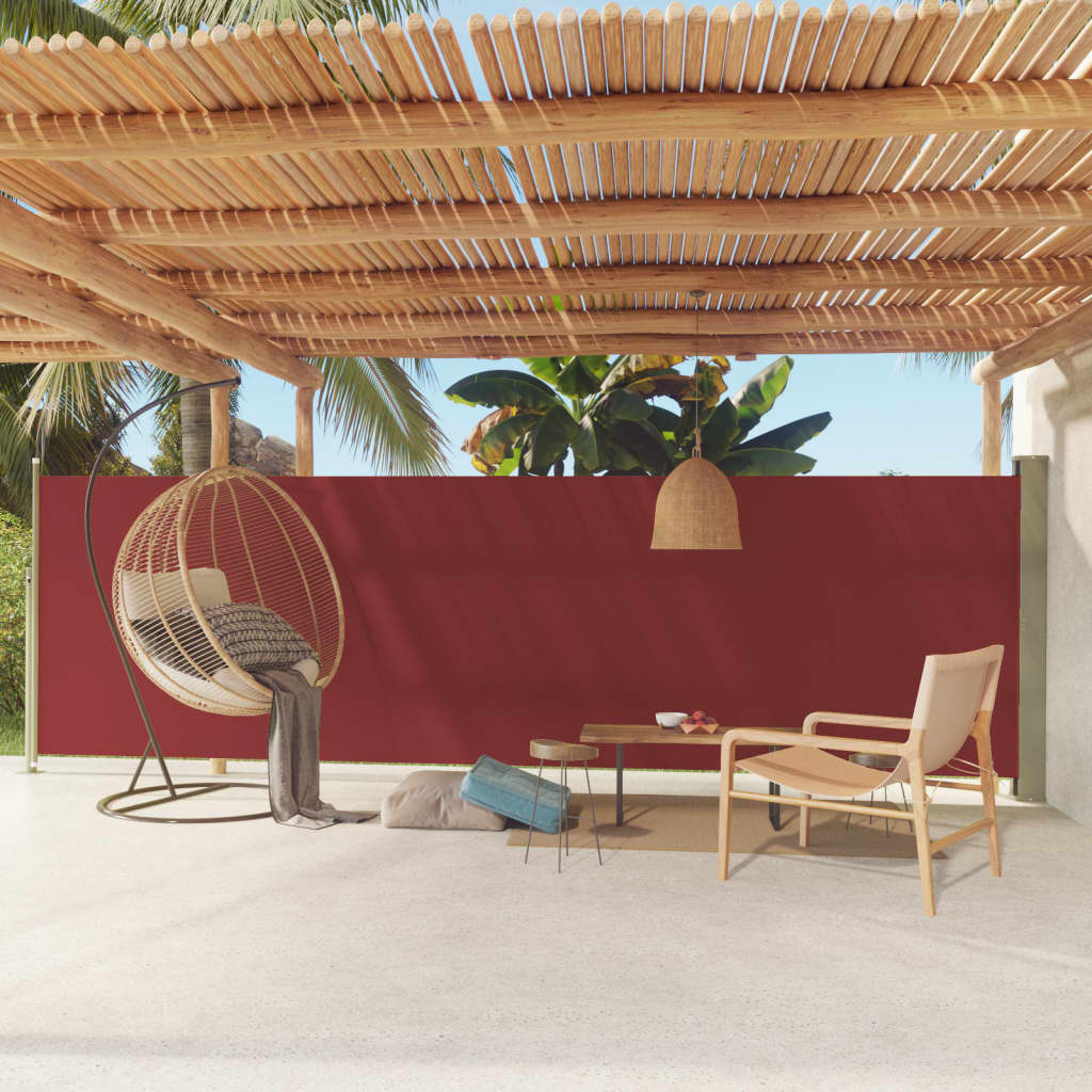 vidaXL Zložljiva stranska tenda za teraso 160x600 cm rdeča